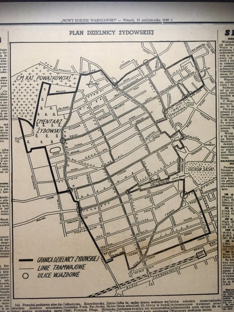 Plán židovského gheta z dobového tisku (1940)